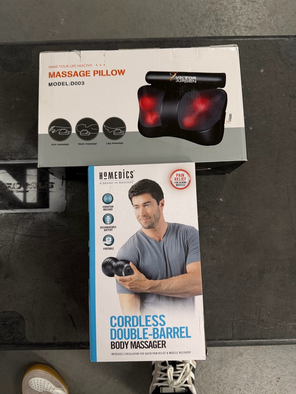 Bundle of Massage HoMedics Cordless Double-Barrel Body Massager + Massage Pillow